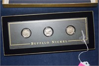 Three Buffalo Nickels in Box 1929-S, 1936 & 1936-D