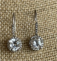 Sterling Silver Earrings w/ White Stones