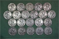 21 US Liberty Walking silver half dollars