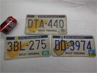 (3) West Virginia License Plates