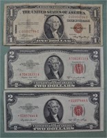 3 US notes: series 1935A Hawaii $1 silver certific