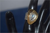 Unusual Sterling Silver Ring w Labradorite  Size 9