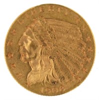 1908 Indian Head $2.50 Gold Quarter Eagle