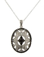 Antique Style 1/2 ct Black- White Diamond Necklace