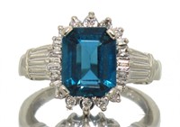 14kt Gold 3.49 ct London Blue Topaz & Diamond Ring