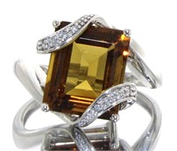 Genuine 4.21 ct Garnet & Diamond Ring