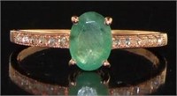Beautiful Genuine Emerald & Diamond Ring