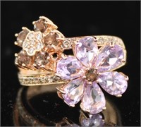 14kt Rose Gold LEVIAN Kunzite & Choc. Diamond Ring