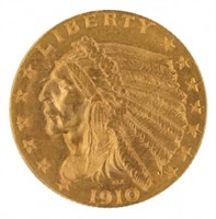 1910 Indian Head $2.50 Gold Quarter Eagle