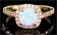 Rose Toned Opal & White Topaz Designer Ring