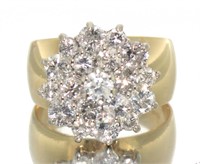 14kt Gold 2.00 ct Diamond Cocktail Cluster Ring