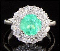 14kt Gold 2.86 ct Round Emerald & Diamond Ring