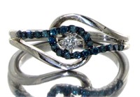 Elegant 1/4 ct Fancy Blue & White Diamond Ring