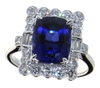 14kt Gold 4.44 ct Sapphire & Diamond Ring