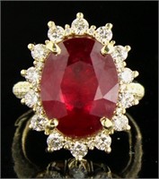 14kt Gold 11.51 ct Oval Ruby & Diamond Ring