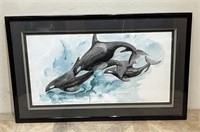 Original Watercolor -Orca Whales -Dale J Evers '88