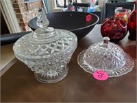 COVERED CANDY DISH AND BUTTER DISH