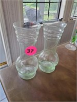 PAIR OF CLEAR GLASS VASSES