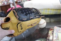 LEATHER BASEBALL GLOVE AND BALL