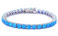 Round Cut 14.50ct Blue Fire Opal Bracelet