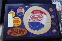 PEPSI-COLA COLLECTIBLES IN DISPLAY CASE