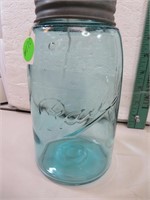 Antique Blue Ball Quart Jar with Ball No 10 Glass&