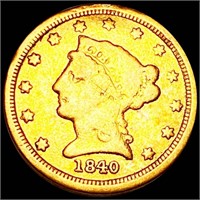 1840-O $2.50 Gold Quarter Eagle NICELY CIRCULATED