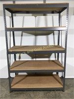 Metal shelves w/ wood shelves