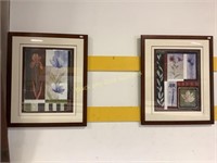 (2) Pair Framed & Matted Floral Prints