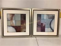 (2) Pair Framed & Matted Oil On Canvas Abstracts