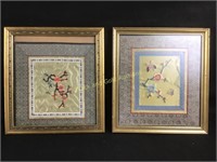 2 Asian Silk Art framed