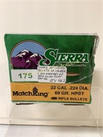 Sierra 22CAL .224" 69gr HPBT qty 462