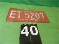 1961 Illinois License Plate