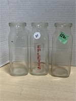 3 Milk Bottles (one Marked Eplett’s)