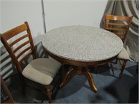 A-American INC Wood & Granite Top Table