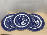 3 ‘ Old Willow ‘ Plates (barlow Sons, England)