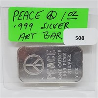 1oz .999 Silver Peace Art Bar