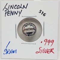 1G .999 Silver Lincoln Penny Round