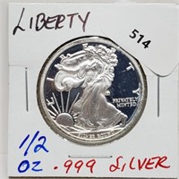 1/2oz .999 Silver Liberty Round