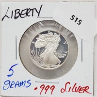 5G .999 Silver Liberty Round