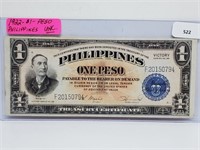 1922 UNC Philippines $1 Peso