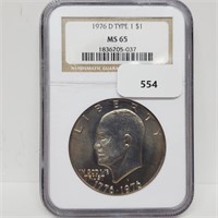 NGC 1976-D MS65 Type 1 Ike $1 Dollar