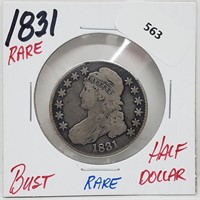 Rare 1831 90% Silver Bust Half $1 Dollar