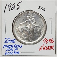 1925 90% Silver Stone Mtn Half $1 Dollar