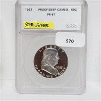 SEGS 1963 PR67 90% Silv Proof/Deep Cameo Half $1