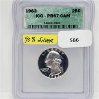 ICG 1963 90% Silver PR67 CAM Wash Quarter 25