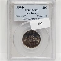 PCGS 1999-D MS65 NJ Quarter 25 Cents