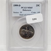 PCGS 1999-D MS65 DE Quarter 25 Cents