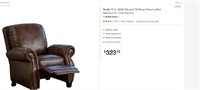 Noble House Neville Leather Nailhead Trim Recliner