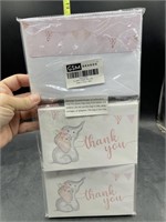 Pink baby elephant thank you cards